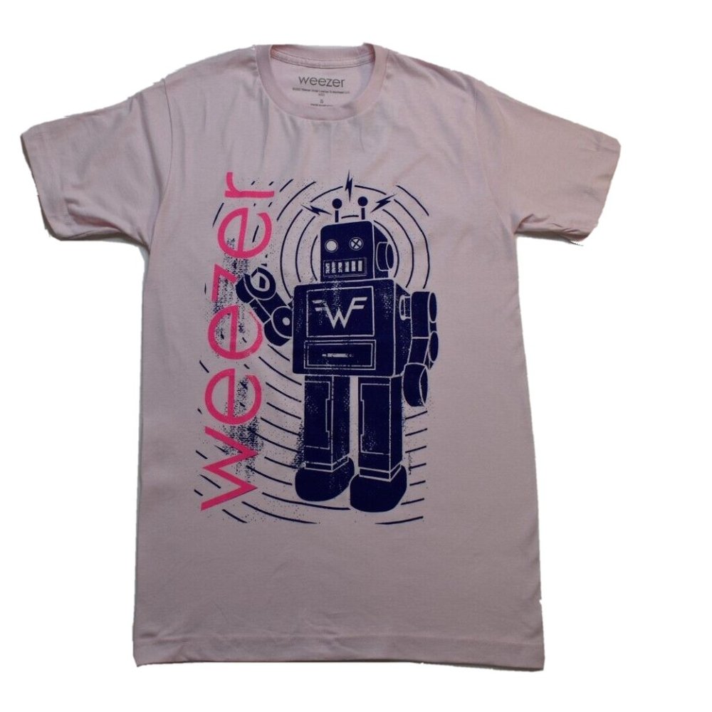 Weezer Mens Robot Graphic Rock Band Cradle Pink Shirt New With Tags